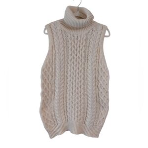 ePretty Cream Cable Knit Turtleneck Sweater Vest